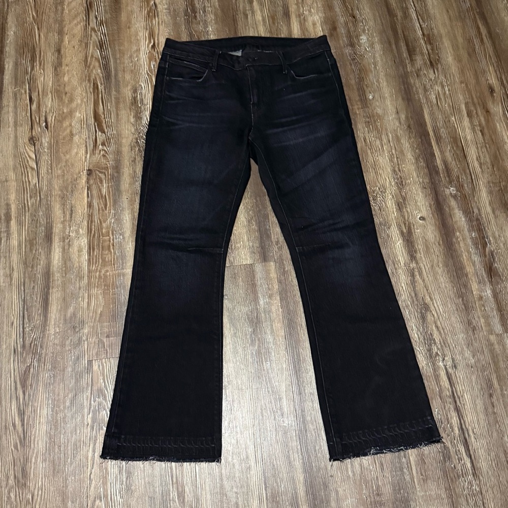 RtA Cropped Bootcut Jeans Women's 27 Frayed Hem in Dusk Wash Denim